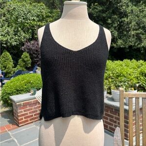 Abbeline Black Ribbed Crop Tank Top